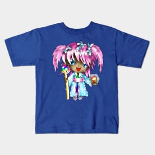 chibi dnd elf sorcerer with a D20 Kids T-Shirt